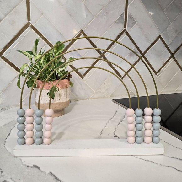 Pastel Wooden Bead Abacus Table Decor rainbow pastel montessori - Picture 6 of 6